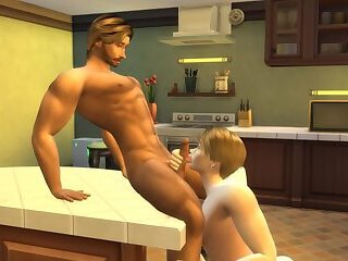 TS4Guys 1 - Broke Mans fucks Cutie Crayson on kitchen countertops!